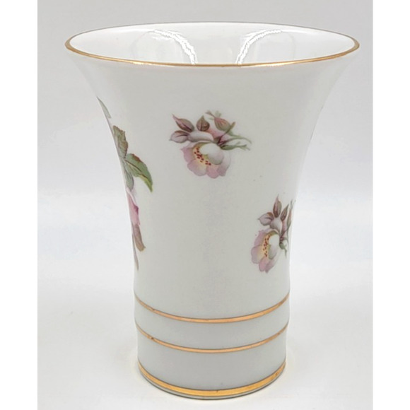 Schumann Arzberg Briar Rose Vase Bavaria Germany Gold Trim Porcelain 1950s - Picture 5 of 9